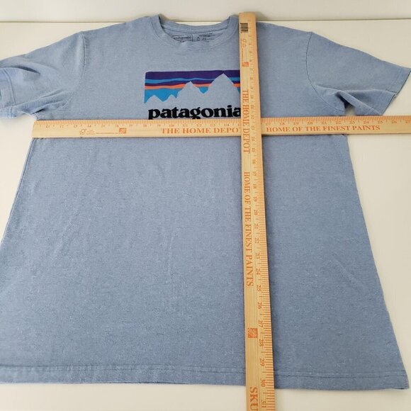 Patagonia Graphic Responsibili Tee Logo Blue Short Sleeve Mens Size XL - Picture 8 of 10